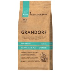 Grandorf 4 Meat Recipe Medium & Maxi Holistic Probiotic для собак средних и крупных пород, с ПРОБИОТИКАМИ, 4 вида мяса с рисом